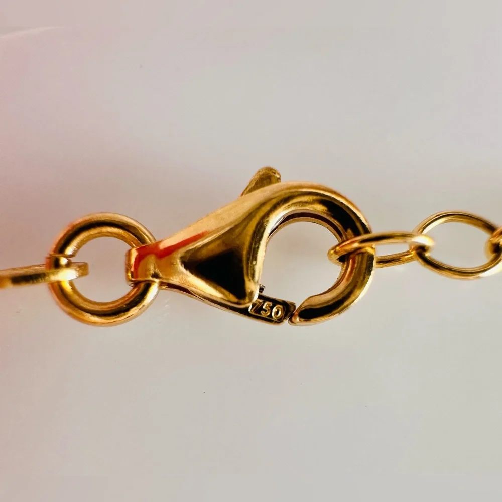 Heart and Star Station Necklace 💛 Real 18 Karat Solid Gold Jewelry 💛 - Picture 5 of 6